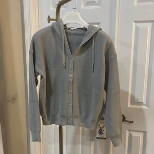 New CLASSIC Heimish Gray Women's Hooded Cardigan Sweater Sz Small
